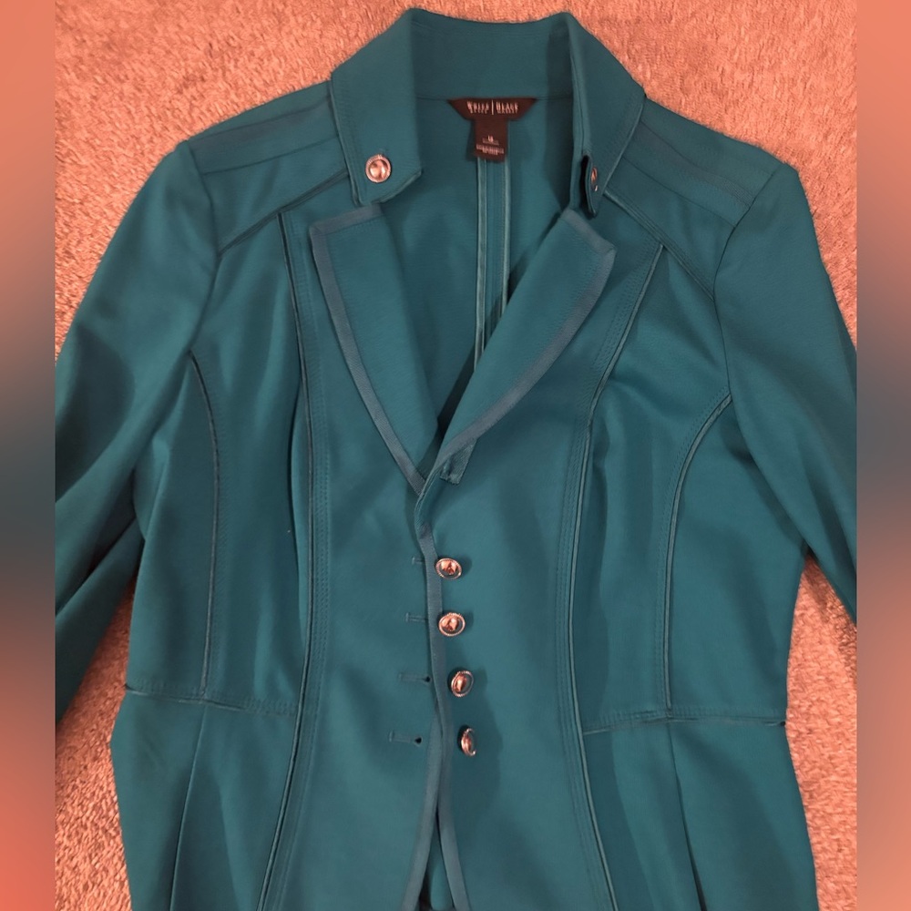 White House Black Market Teal Blazer size 12 - Picture 4 of 6
